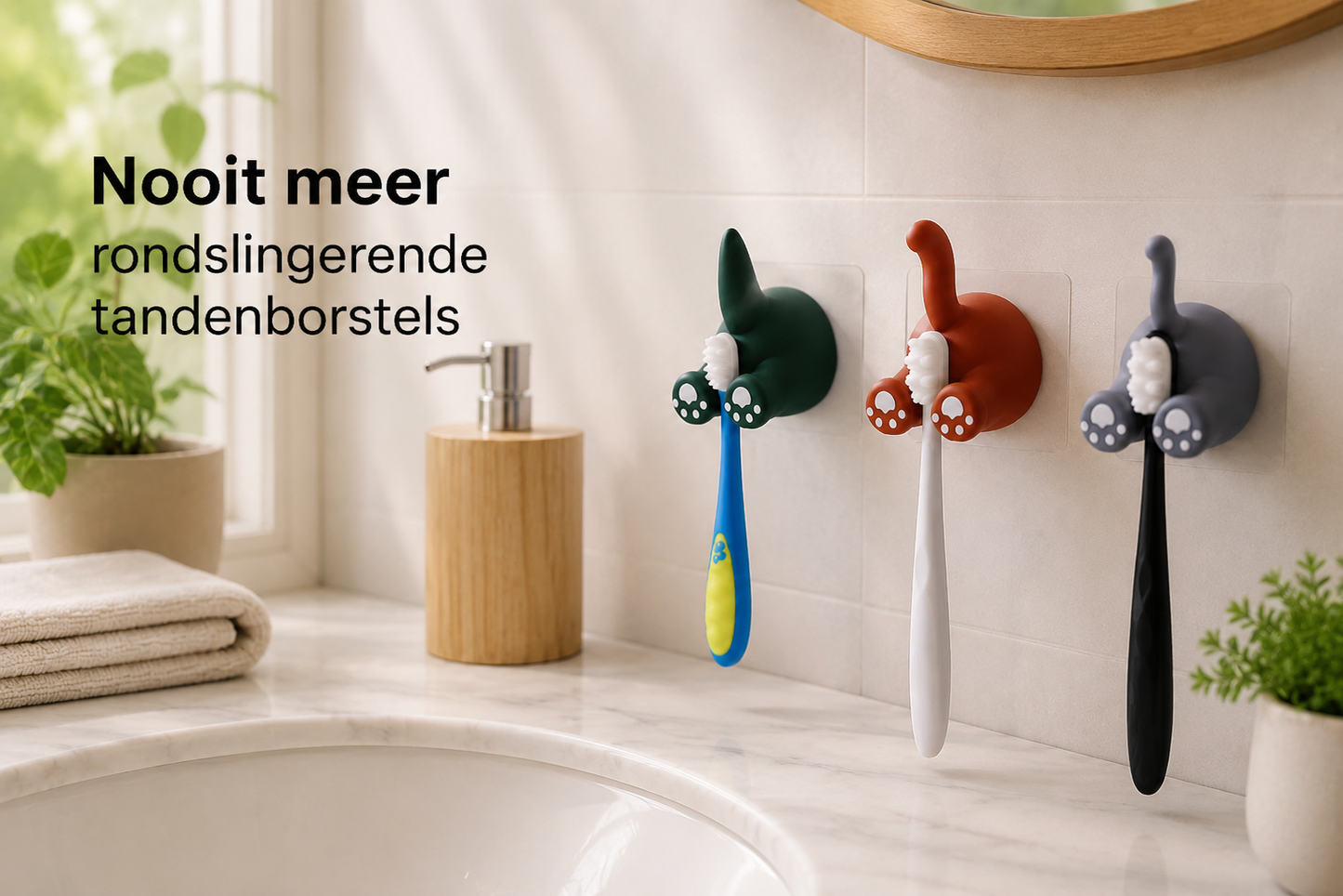 BrushBuddy™ – Zelfklevende tandenborstelhouder voor kinderen | Maak tanden poetsen leuk en houd de badkamer netjes