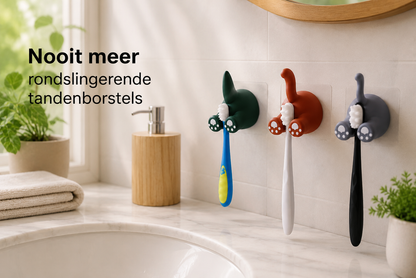 BrushBuddy™ – Zelfklevende tandenborstelhouder voor kinderen | Maak tanden poetsen leuk en houd de badkamer netjes
