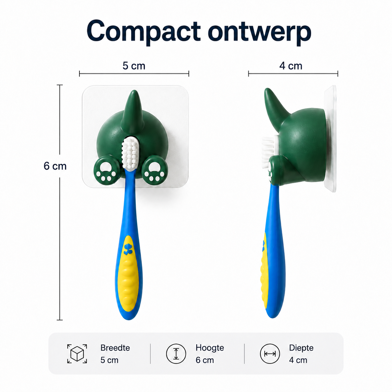 BrushBuddy™ – Zelfklevende tandenborstelhouder voor kinderen | Maak tanden poetsen leuk en houd de badkamer netjes