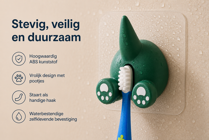 BrushBuddy™ – Zelfklevende tandenborstelhouder voor kinderen | Maak tanden poetsen leuk en houd de badkamer netjes