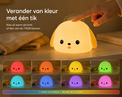 PuppyGlow™ – Zachte Siliconen Nachtlamp voor Kinderen | Geen Angst Meer in het Donker