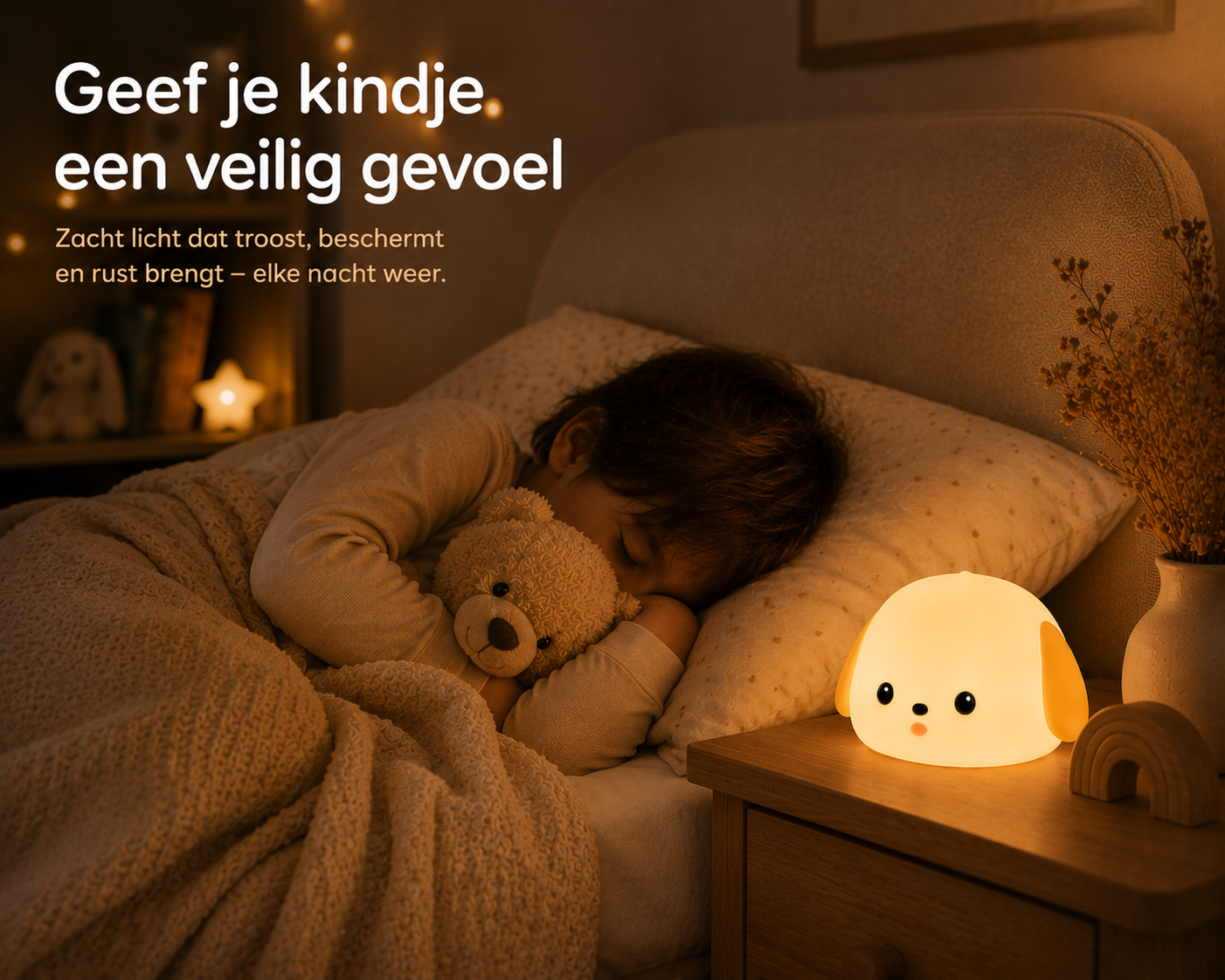 PuppyGlow™ – Zachte Siliconen Nachtlamp voor Kinderen | Geen Angst Meer in het Donker