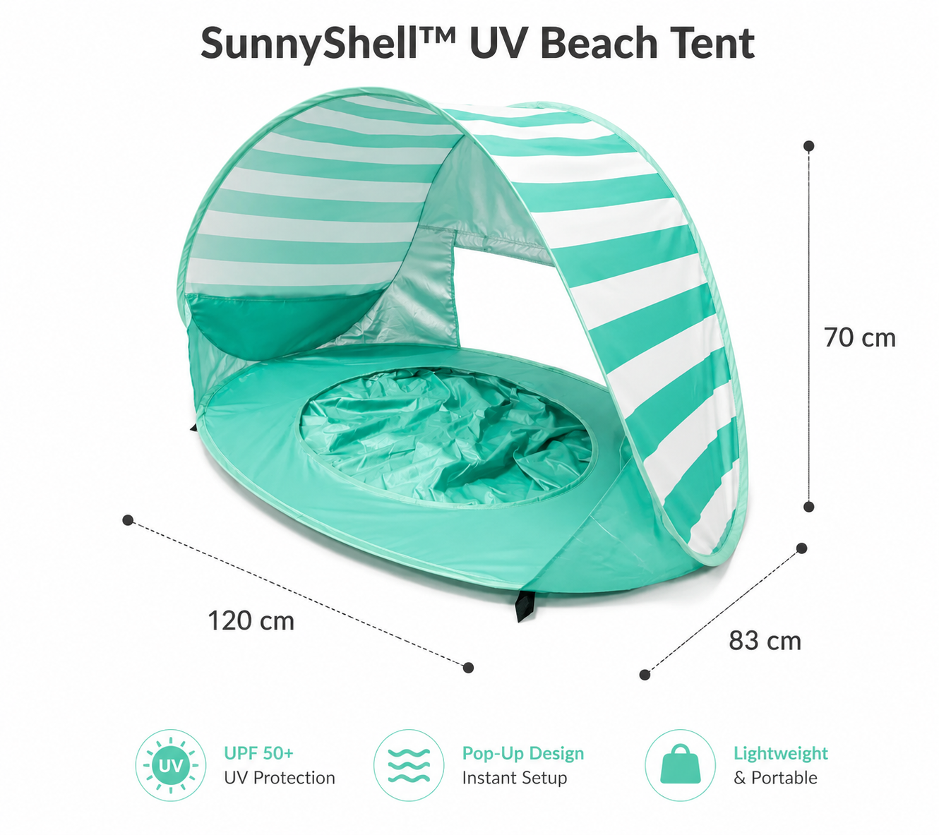 SunnyShell™ - UV strandtent voor baby's & peuters | Houd je kindje koel, beschermd en gelukkig tijdens elke zonnige dag