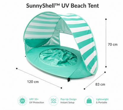 SunnyShell™ - UV strandtent voor baby's & peuters | Houd je kindje koel, beschermd en gelukkig tijdens elke zonnige dag