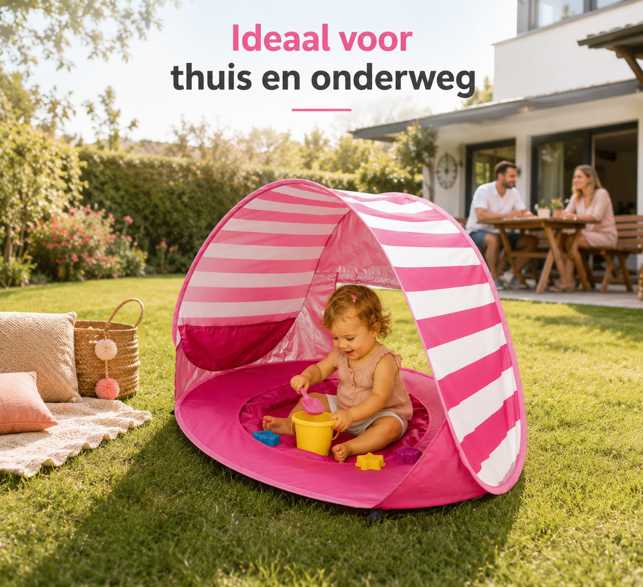 SunnyShell™ - UV strandtent voor baby's & peuters | Houd je kindje koel, beschermd en gelukkig tijdens elke zonnige dag