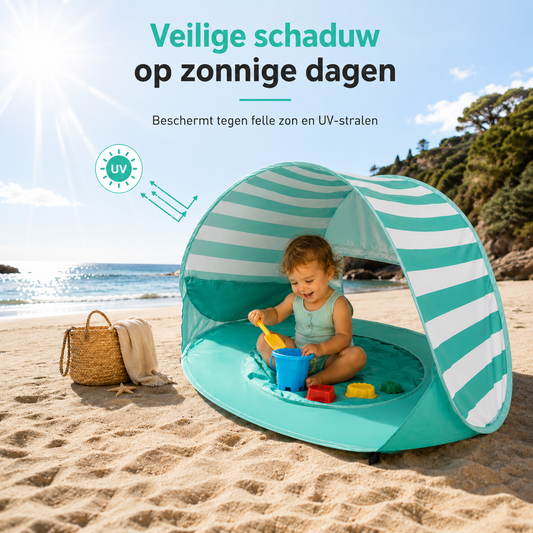SunnyShell™ - UV strandtent voor baby's & peuters | Houd je kindje koel, beschermd en gelukkig tijdens elke zonnige dag