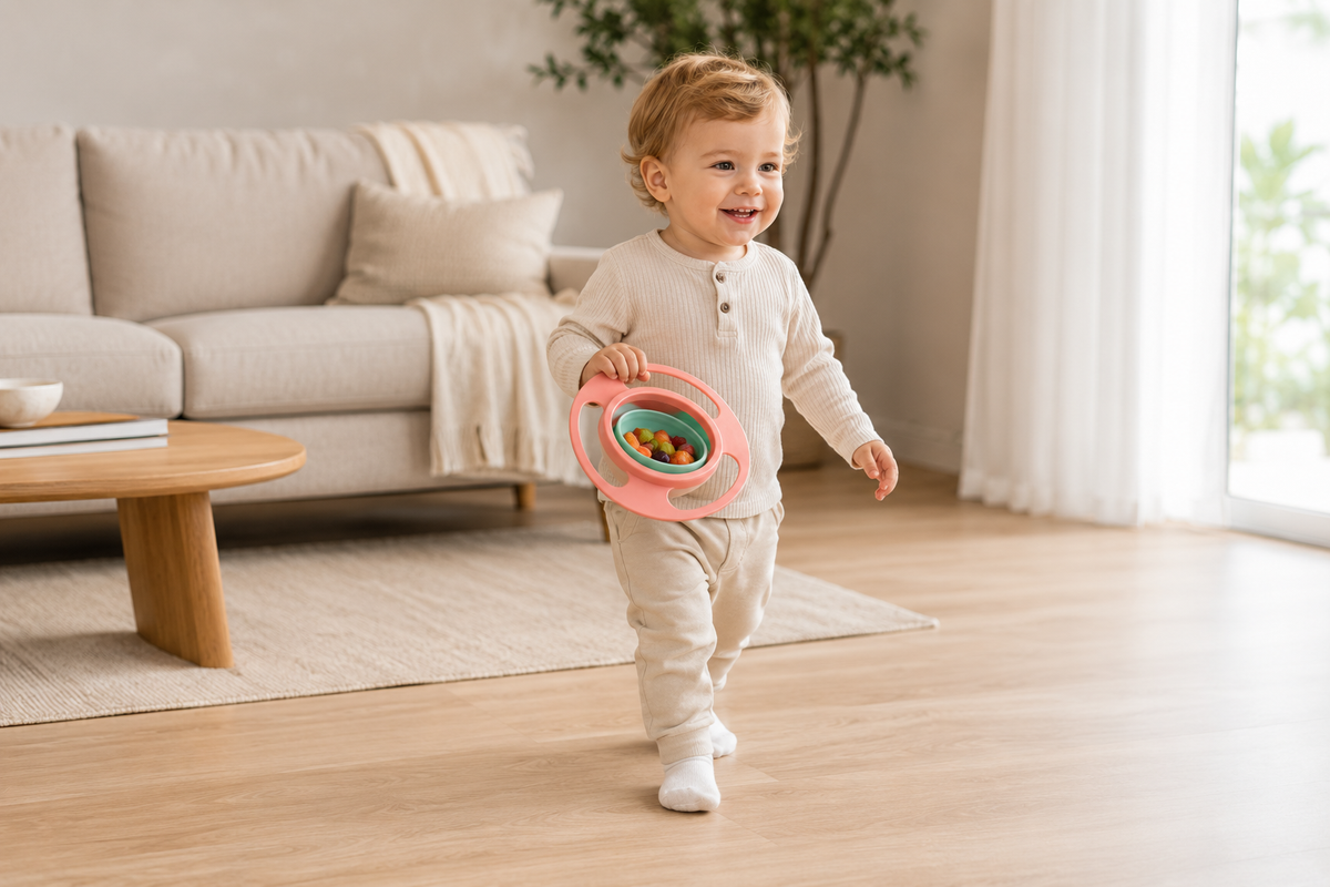 GyroBowl™ – 360° Morsvrije kinderkom | Laat je kindje zelfstandig eten zonder knoeien