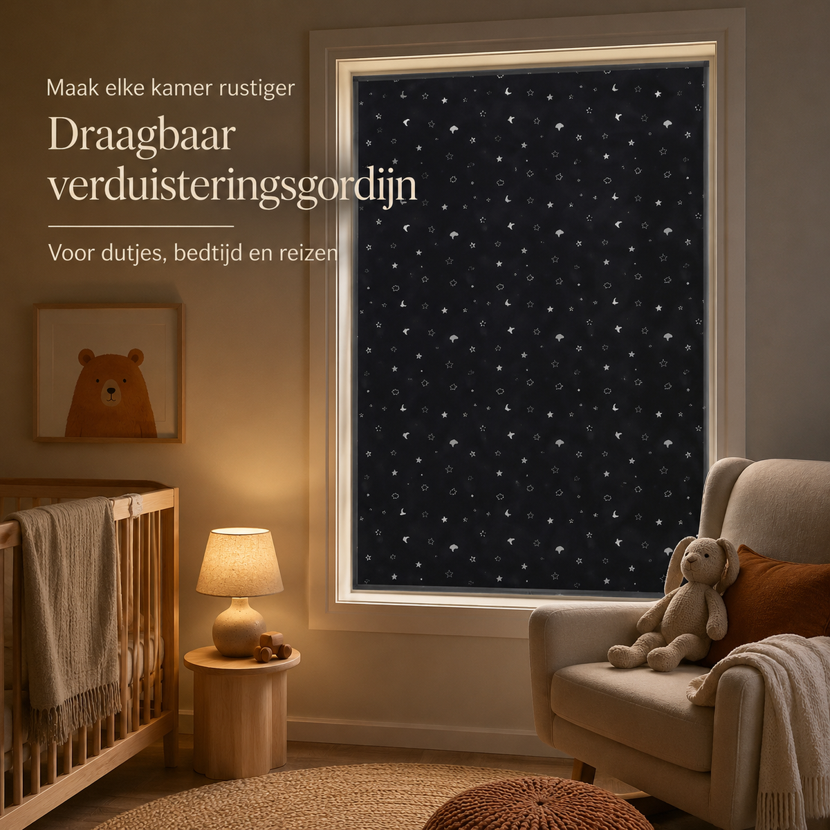 LumiShade – Draagbaar verduisteringsgordijn met zuignappen | maak elke kamer rustiger voor dutjes, bedtijd en reizen