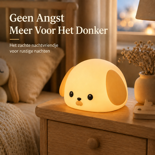 PuppyGlow™ – Zachte siliconen nachtlamp voor kinderen | Geen angst meer in het donker